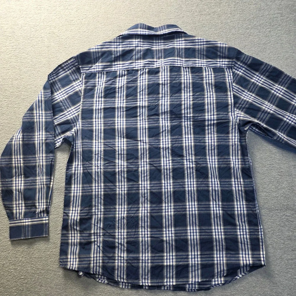 Beverly Hills Polo Club Button Front Shirt Long Sleeve Boys 14-16 Blue Plaid
